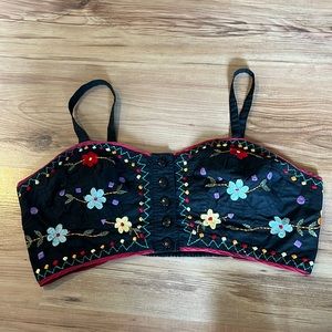 Embroidered cotton bustier